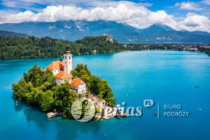 Bled, Słowenia, Alpy Julijskie i Kościół Santa Maria, Jezioro Bled