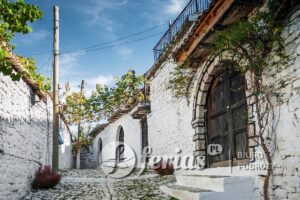 cobbled street in berat old town in albania