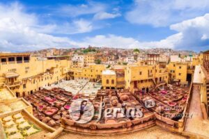 Landscape with tannery in Fez, Morocco