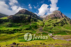 Góry Glencoe o wschodzie słońca w lecie, Szkocja