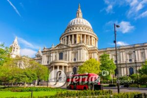 St. Paul's cathedral and double-decker bus, London, UK