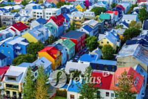 Kolorowe domy Ulice Reykjavik Islandia