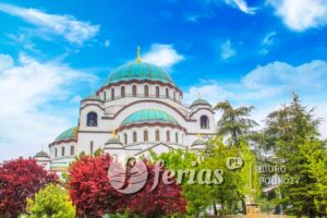 Piękny widok na świątynię świętej Sawy w Belgradzie, Serbia