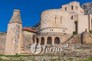 Kruje, Durres, Albania. Ruins of the mosque at Kruja Castle.