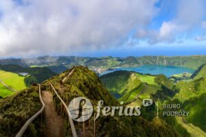 Azores volcanic landscapes with Sete Cidades dual lakes in Sao Miguel