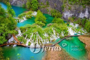 Widok z lotu ptaka na Park Narodowy Jezior Plitwickich