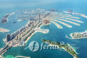Widok z lotu ptaka na wyspę Dubai Palm Jumeirah